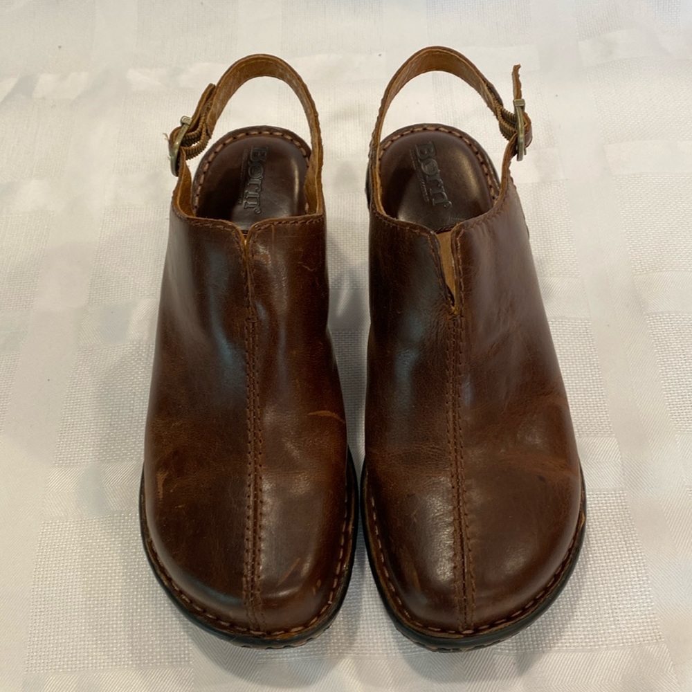 Born Leather Clogs, Brown, 8M